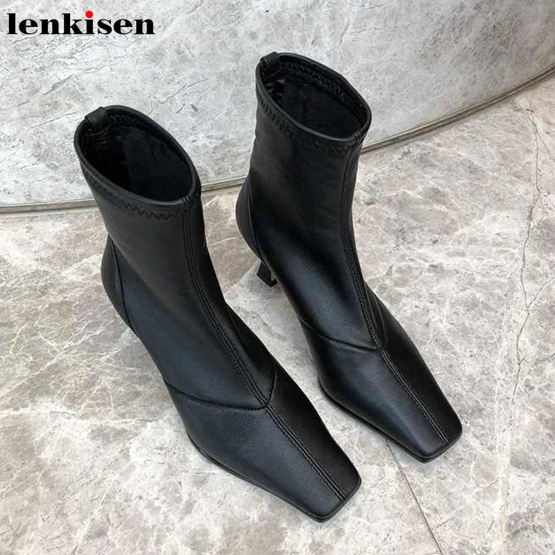 Lenkisen/зимние простые элегантные Стрейчевые сапоги из коровьей кожи женские