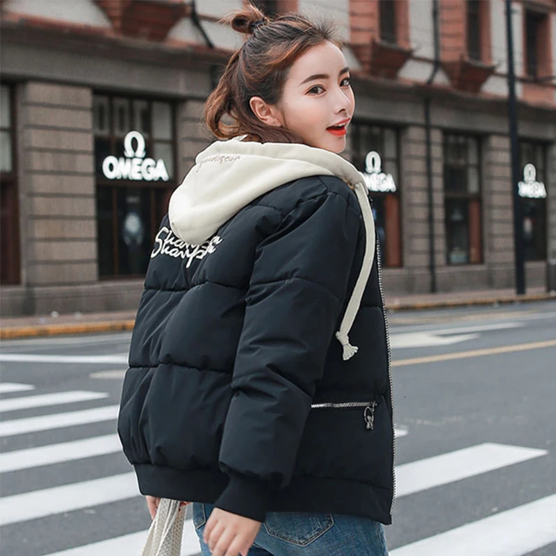 2019 nuevas llegadas Invierno Jas mujeres con capucha Thicken Mujer Chaqueta corta violada suelta señoras Chaqueta Mujer Invierno|Parkas| - AliExpress