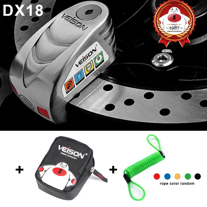 DX18-Silver set(3) VEISON moto rcycle водонепроницаемый мотоциклетный замок с сигнализацией, металлический дисковый замок для мотоцикла rbike, защита от кражи, тормоз, Alarma, замок для скутера - Цвет: DX18-Silver set(3)