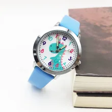 Детские часы с мультяшным синим единорогом, кварцевые часы для девочек, студенческие наручные часы для мальчиков, светящиеся наручные часы из искусственной кожи