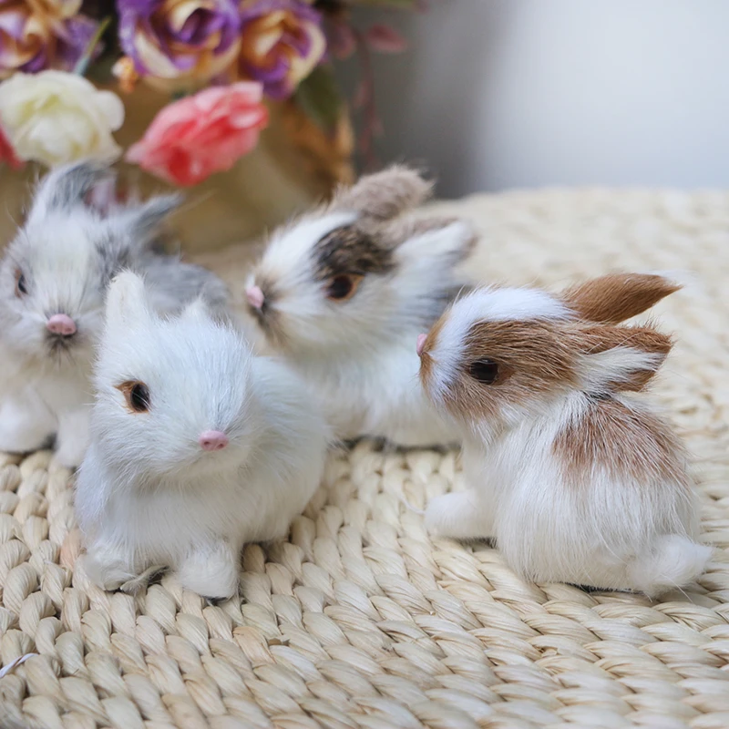 

Mini Realistic Cute Bunny White Plush Rabbit Lifelike Animal Easter Simulation Animal Kids Toy Birthday Christmas Gift