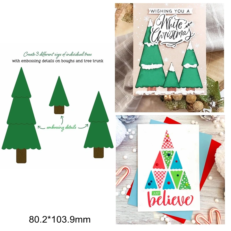 

3pcs Set Christmas Tree Trunk Triangle Winter Small To Big Layered Metal Cutting Dies Embossing Cards Scrapbook Craft Hot Dies