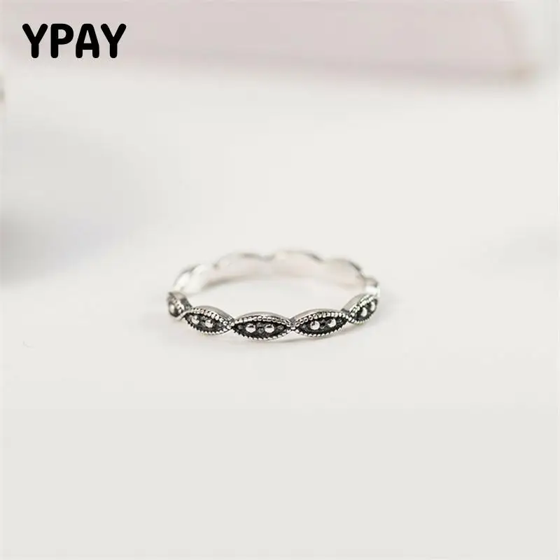 

YPAY Vintage Infinity Open Ring For Women Ladies Original 925 Sterling Silver Adjustable Finger Rings Fine Jewelry Gifts YMR346