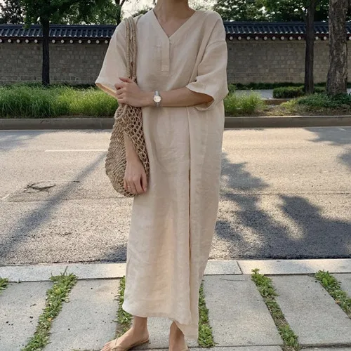 

New Plus size Autumn Dress Girls Party Female Vintage Dress Cotton linen Long Sleeve Women Dresses Long Boho Robe Vestido