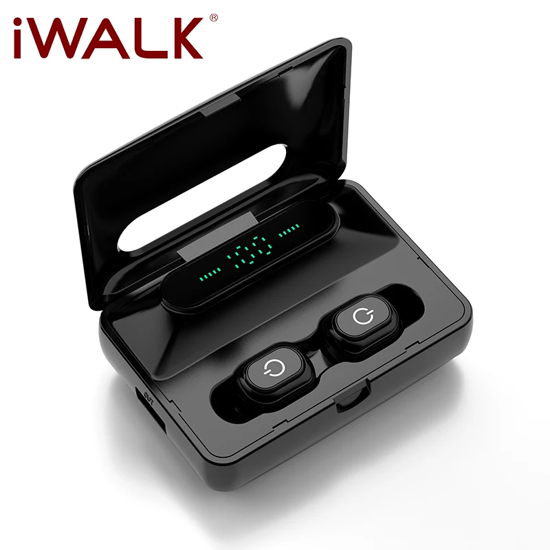 IWALK TWS HIFI Earphones IPX5 Waterproof Wireless Bluetooth 5 0 Earphone LCD Display 2200mAh Charging box for Iphone Android
