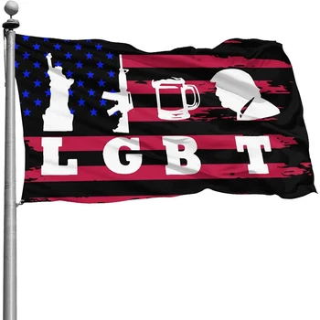 

LGBT Liberty Guns Beer Trump 2020 Support Flags Garden America House Decoration Outdoor USA Factory Price