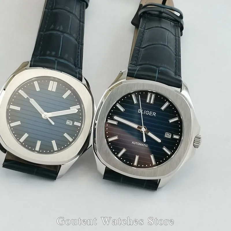 

40mm Bliger/Sterile Watch Clock Man Blue Dial Date Sapphire Glass Automatic Mens Square Watch