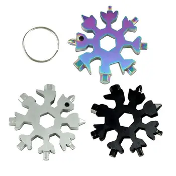 

4 Pack 18-in-1 Snowflake Multi Pocket Tool Stainless Steel Multitool Card keyring key ring spanner hex wrench outdoor products