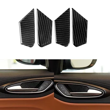 

4Pcs For Alfa Romeo Giulia 2017-19 2018 Carbon Fiber Interior Door Handle Bowl Cover Sticker New