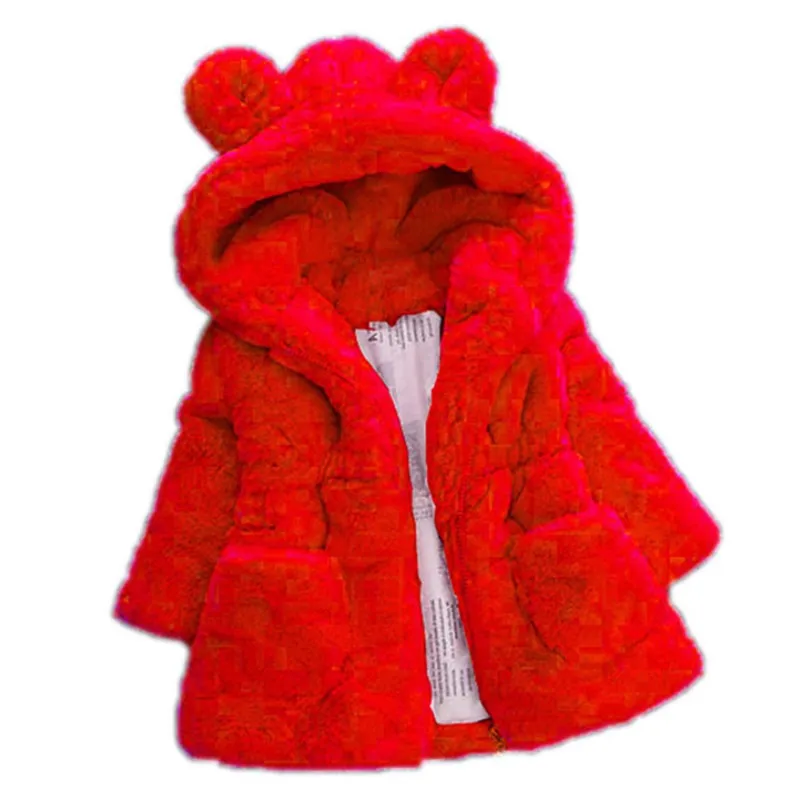 Детское пальто; зимние пальто для маленьких девочек; пальто с длинными рукавами; теплая детская куртка для девочек; зимняя верхняя одежда с рисунком из флиса - Цвет: Красный