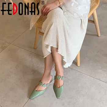 

FEDONAS New Genuine Leather Women Shoes Shallow Strange Heels Pumps Wedding Party Sandals Summer Sweet Slingbacks Shoes Woman