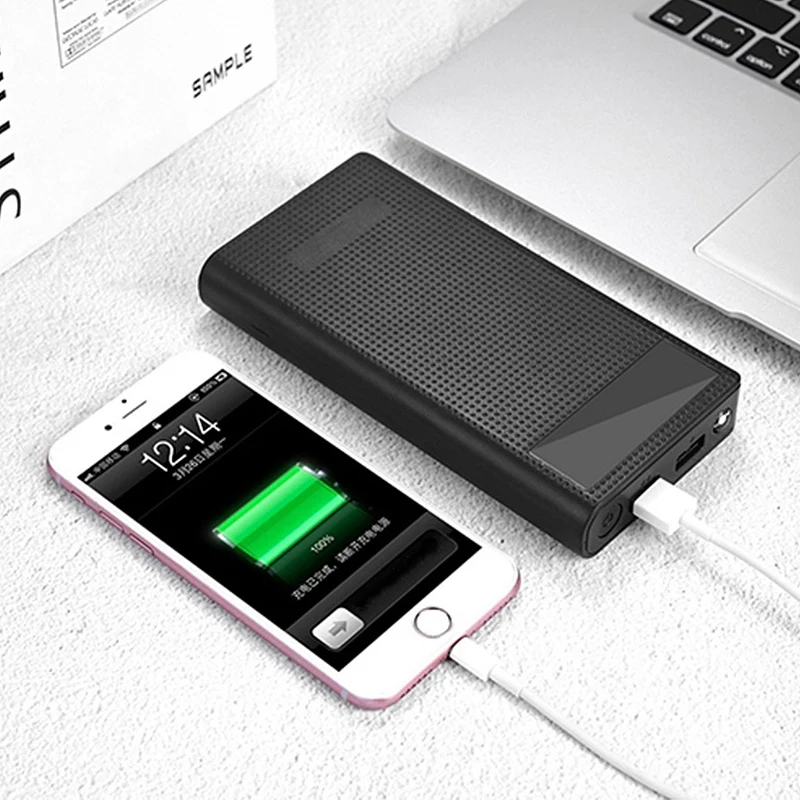 Тип C двойной Usb Qc3.0 7X18650 батарея Diy банк питания коробка зарядное устройство для сотового телефона(без батареи) черный