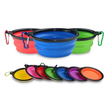 

Travel Folding Dog Bowl Collapsible Silicone Pet Cat Dog Food Water Feeding Travel Bowl Drop Shipping Plato Plegable Perro .