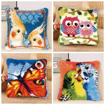 

Prajna Knooppakket Klink Haak Kleed Bloemen Butterfly Latch Hook Kit DIY Smyrna Bird Latch Hook Pillow Foamiran for Flowers Gift