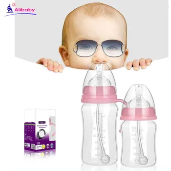 

1Pcs PP Baby Feeding Bottle Safe Plastic BPA Free Anti-Slip Baby Milk Bottle 320mL with Straw for Infant Feeding Bottle
