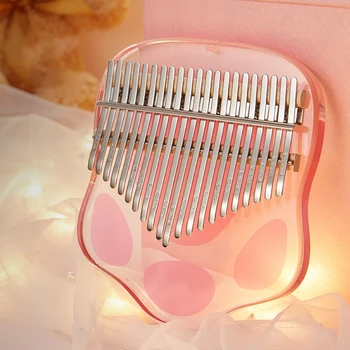 

17key 21key Thumb Piano Home Kindergarten Catpaw Shaped Kalimba Portable Beginners Musical Instrument Mini Transparent Acrylic