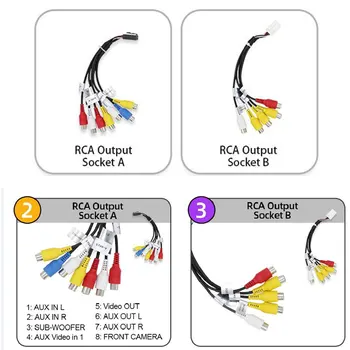 

6PIN+4PIN Car Line Out Adapter 7+5RCA Mini ISO RCA Aux-in Adapter Cable for Car Radio DVD CD Player