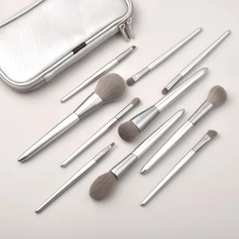 

Snow Makeup Brush Moonlight Set Net Red Makeup Tools Blush Brush Eye Shadow Face Powder Beauty Makeup Silver Color Wood 7pcs