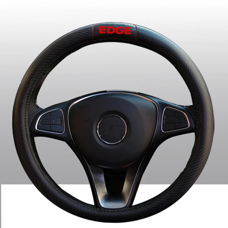 38cm Car Steering Wheel Carbon Fiber Leather Cover The Steering-wheel Fashion Non-slip Auto Car Styling for Ford EDGE