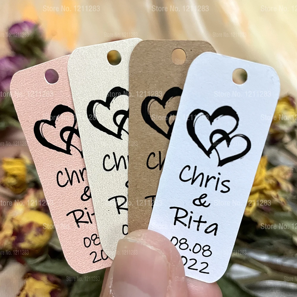 88 pcs/Set Personlized Mini Wedding Favor Tags Custom Name & Date Thank