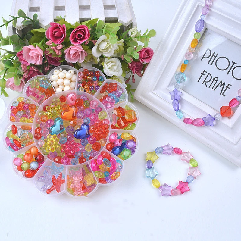 

Acrylic Bead Kit Accessories DIY Bracelects Toys Box-packed Plastic beads Educational toys Jewelry Making Beads toys Kids