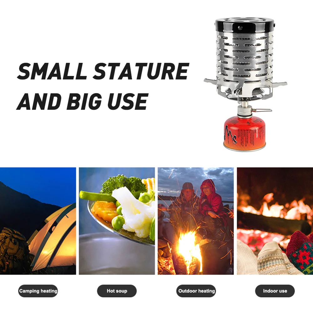 

Outdoor Camping Heater Cover Stainless Steel Mini Heating Stove with Anti-Scalding Handle Outdoor Accessories