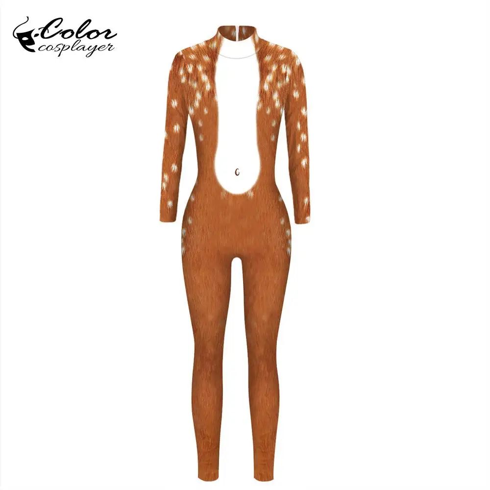 Color Cosplayer Classic Leopard Purim Carnival Women Cosplay Costume Contrast Bodysuit Cute Suit Female Slim Plus Size | Тематическая