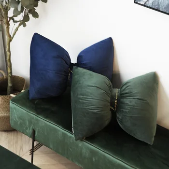 

Large Buyi Dutch Velvet Embroidered Throw Pillow Bow Knot Buckle Waist Pillow Sofa Pillow Car Decoration Cushion With Core