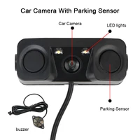 12V Car PDC 3 In 1 Rear View Camera Parking Sensor Radar Set License Plate Lights Distance Control Parktronic System Universal - Image 4