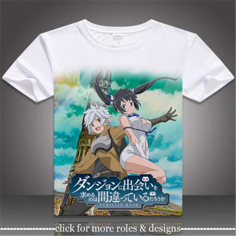 Familia Myth Is It Wrong to Try Pick Up Girls in a Dungeon? Bell Cranel Cosplay Costume Cloth Adult Kids Short Sleeve T-shirt |