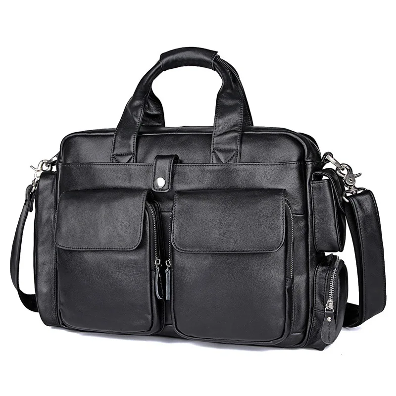 

Newsbirds Soft genuine leather hand bag for men male mans work totes handbags black mens shoulder bag male bag A4 file