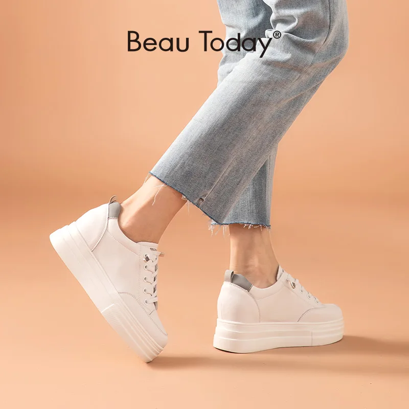 Beautoday Vrouwen Sneakers Platform Schoenen Synthetisch Leer Ronde Neus  Lace Up Chunky Dikke Zool Schoenen Voor Vrouwen Handgemaakte 29124|Platte  damesschoenen| - AliExpress