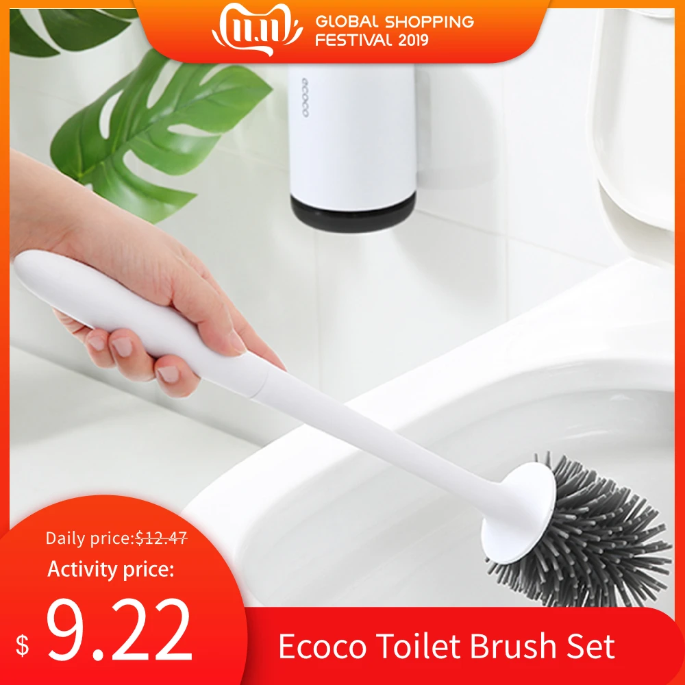

Ecoco Toilet Brush Set TPR Soft Bristles Toilet Cleaner Tool Bathroom Toilet Cleaning Brush With Bucket WC Bathroom Accessories