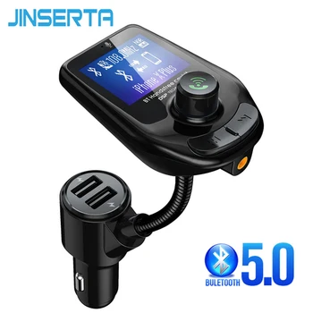 

JINSERTA Bluetooth Car FM Transmitter Audio Adapter Receiver Wireless Handsfree Voltmeter Car Kit TF Card AUX