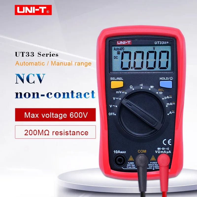Цифровой мультиметр Φ UT33A +/B +/C +/D + размер ладони Автоматический диапазон AC/DC