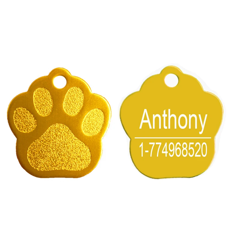 Shimmer Paw Pet Dog ID бирка Персонализированная индивидуальная гравировка ярлыки в форме кота домашних животных имя телефона номер таблички блеск ID бирка для щенка