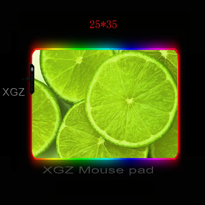  XGZ Fruit Green Orange Large RGB Mouse Pad Black Edge Animated Computer Desk Mat Speed Rubber Non-s