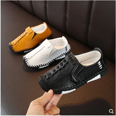 

New Spring Children PU Shoes Boys Girls Shoes England Solid Sport Shoes Child Sneakers