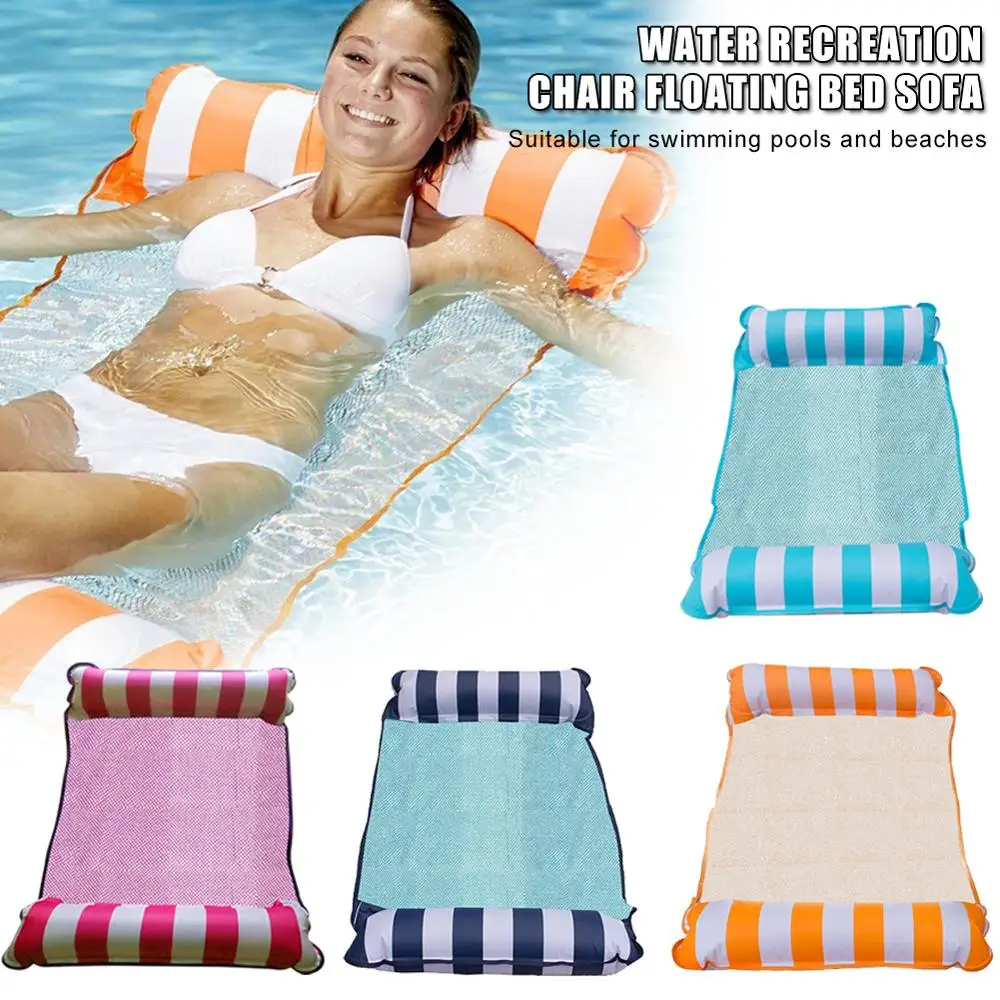  Summer New Inflatable Bed Sofa Floating Row Pool Air Mattresses Beach Foldable Swimming Pool Chair 