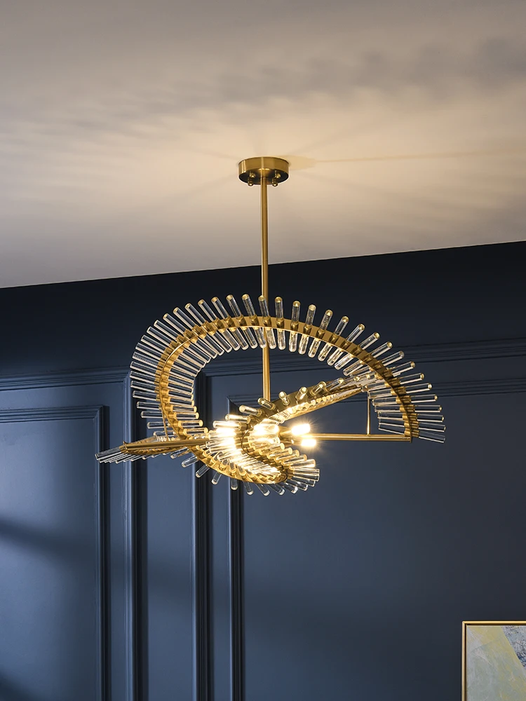 Postmodern luxury LED Crystal Chandelier Nordic creative living room hanging lights Hotel decor lamps restaurant round lighting