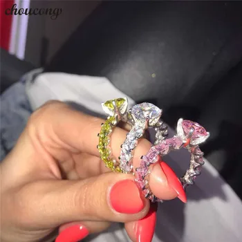 

choucong 3 colors Lovers Vintage Ring 925 Sterling Silver AAAAA cz BirthStone Party Wedding Band Rings For Wome men Jewelry Gift