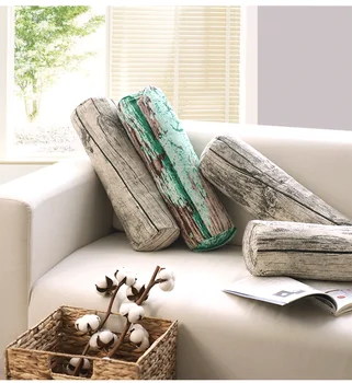 

Cotton Linen Nostalgia Cushion/Pillows, Wood Stake Decorative Pillow,Cylindrical pillows For Sofa Seat Waist Pad Car Backrest