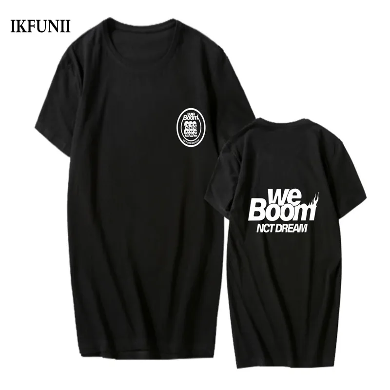 

IKFUNII Kpop NCT DREAM We Boom Cotton T-shirts Lovers Basic Tee Casual Printed Tops (Black Pink Grey White)