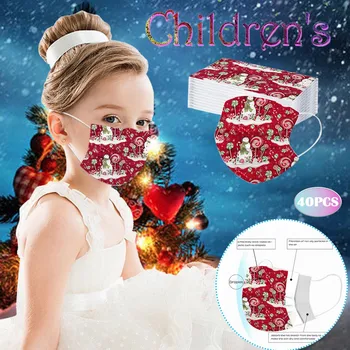 

Children's Christmas Face Mask 10/20/30/40/50/100pcs Three-Layer Disposable Protective Cartoon Printing Mask mascarillas