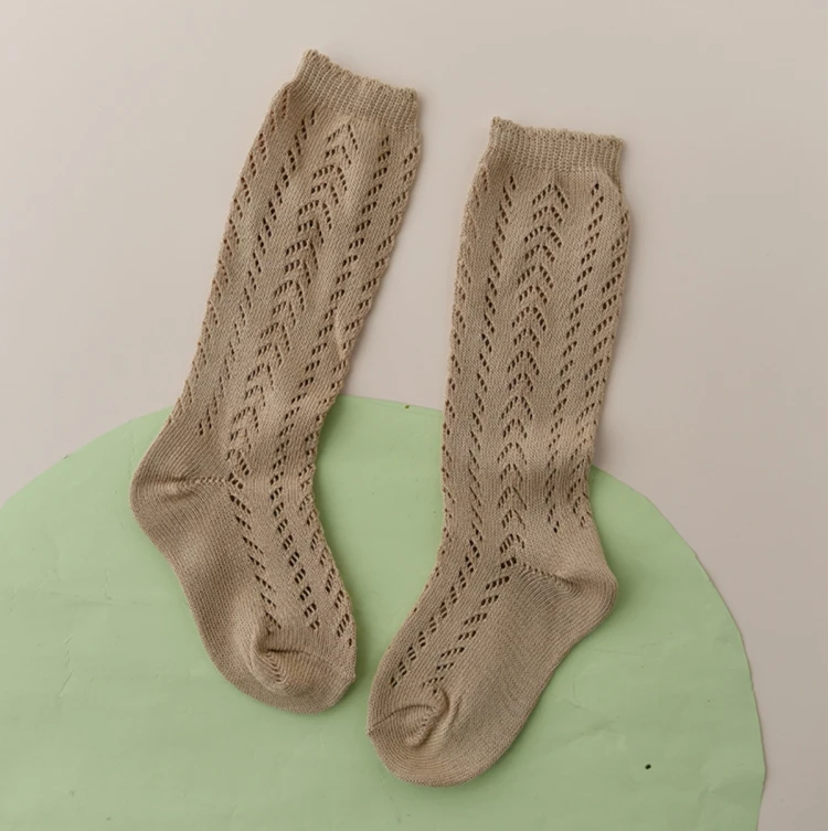 New Summer Children Socks Baby Girls Knee High Toddler Socks Cotton Long Tube Cute Princess Mesh Socks Kids Hollow Out Socken