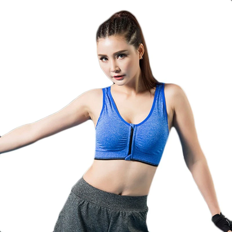 

Women Fitness Sports Dry Vest Yoga Bra Front Zipper Top Push Up Gym Running Shockproof Padded Tank Top Workout Fast