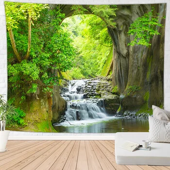 

Nature Landscape Waterfull Wall Tapestry Mandala Tree Forest Mountain Beautiful Wall Hanging Tapestry Boho Dorm Farmhouse Decor