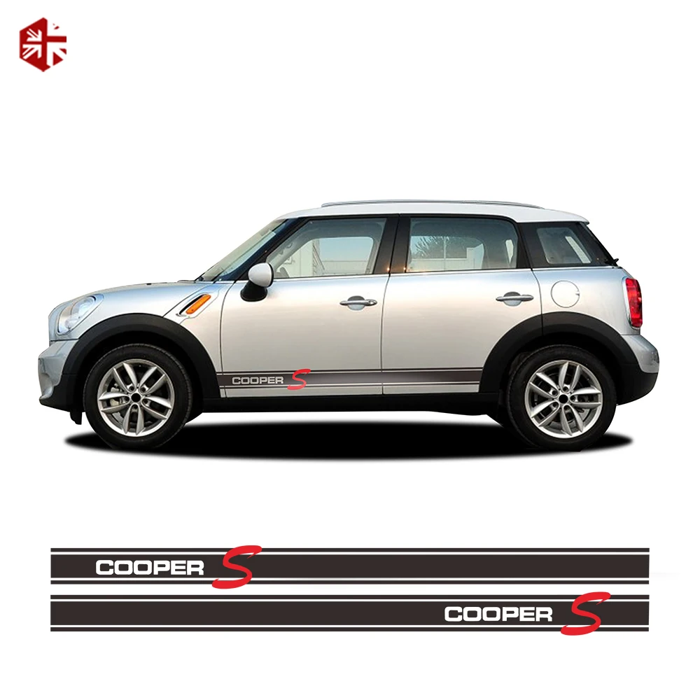 2 шт. дверь боковые полосы стикер на автомобильную юбку Cooper S Стайлинг графика