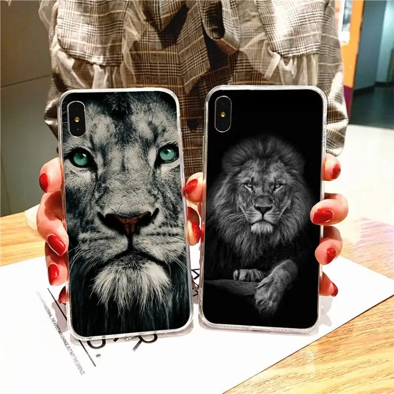 Animals The Lion Phone Case For Iphone 7 8 Plus X Xs Max Xr 11 12 13 Mini Pro SE2 Transparent Soft Cover | Мобильные телефоны и
