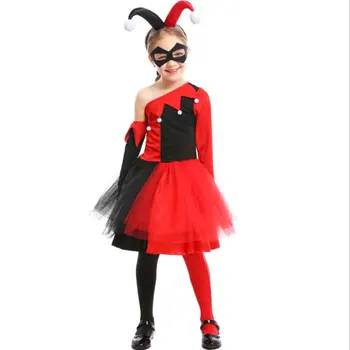 

Fantasia Girls Kids Carnival Clown Costume Girl Red Black Fancy Dress Halloween Masquerade Cosplay Costume For Child Girls 2-12T